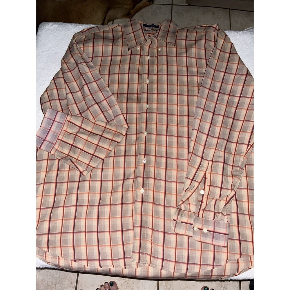 Alan Flusser Long Sleeve Button up Dress Shirt Men's Xl Cotton
